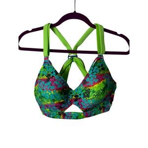 SHEFIT Bikini Top Women 2X 2Luxe Green Multicolor Adjustable Padded Support